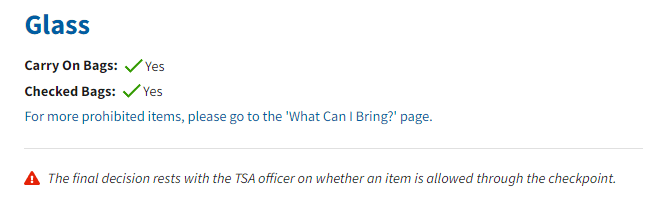 ¿Puedes llevar vidrio en un avión? las reglas de la TSA (2024)