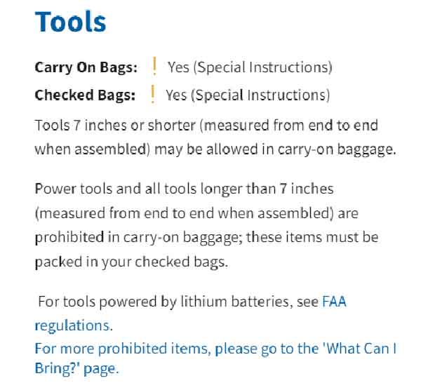 ¿Se pueden llevar herramientas en el equipaje facturado? 2024