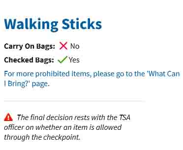 ¿Puedo llevar un bastón de metal o bastones en el avión? (reglas de la TSA)