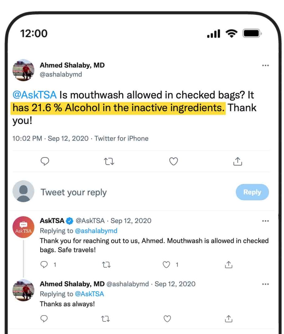 ¿Se puede llevar enjuague bucal en un avión? 2024