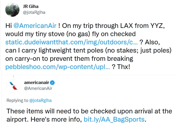 ¿Se podrá llevar una tienda de campaña en un avión en 2024?