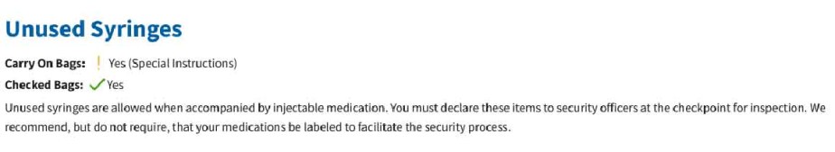 ¿Puedes llevar jeringas en un avión? 2024
