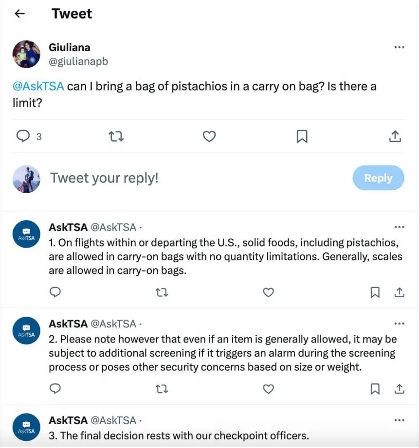 ¿Puedes llevar pistachos en un avión? Reglas de la TSA 2024 ¿Puedes llevar pistachos en un avión? Reglas de la TSA 2024