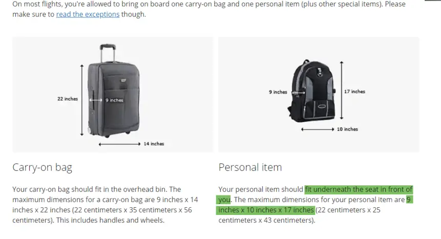 ¿Una bolsa debajo del asiento cuenta como artículo personal? ¿Una bolsa debajo del asiento cuenta como artículo personal?