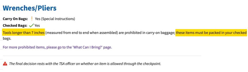 ¿Puedo llevar alicates en un avión? Reglas de la TSA 2024