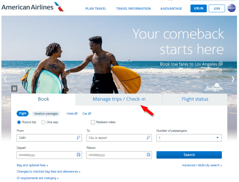 ¿Cómo me registro para el vuelo 2024 de American Airlines?