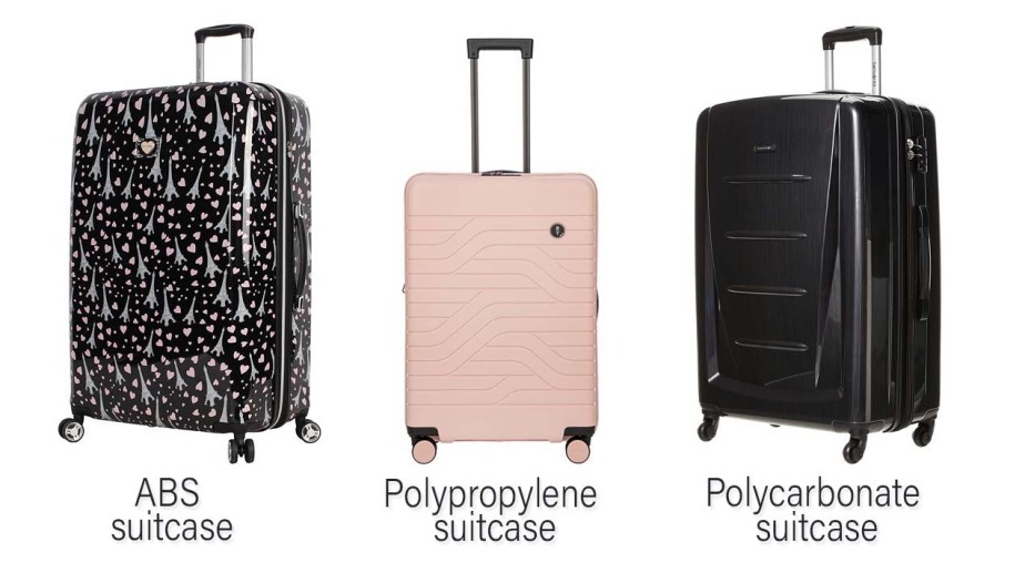 Comparación de equipaje de polipropileno, policarbonato y ABS
