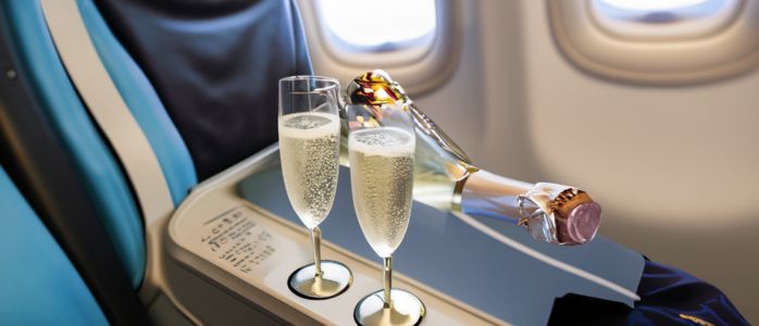 ¿Puedes llevar champán en un avión?