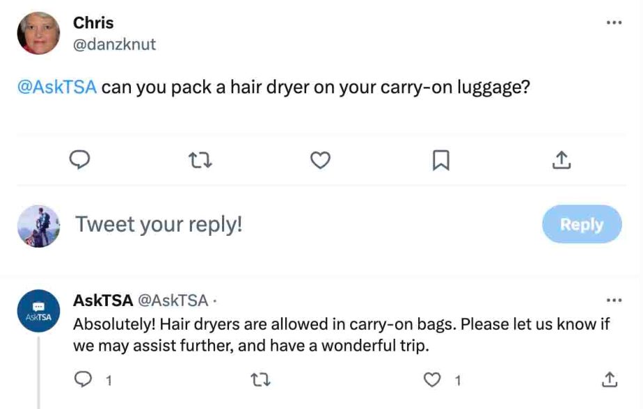 ¿Puedes llevar un secador de pelo en un avión? reglas de la TSA