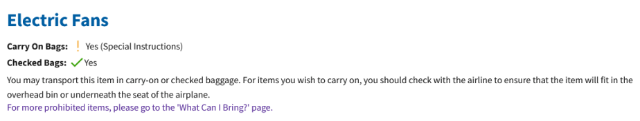 ¿Puedes llevar un ventilador en el avión? 2024