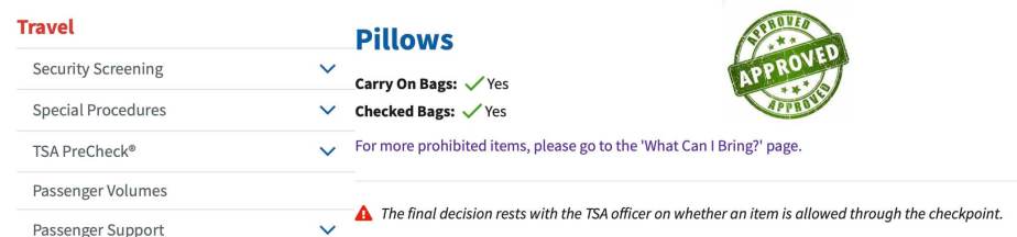 ¿Puedes llevar una almohada en un avión? Reglas de la TSA 2024