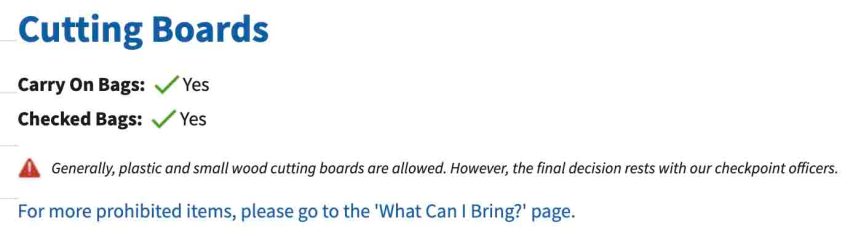 ¿Puedo llevar una tabla de cortar en el avión? reglas de la TSA