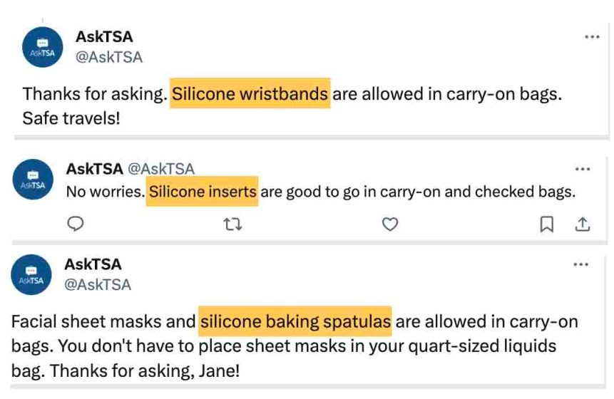 ¿Se puede llevar silicona en un avión? reglas de la TSA