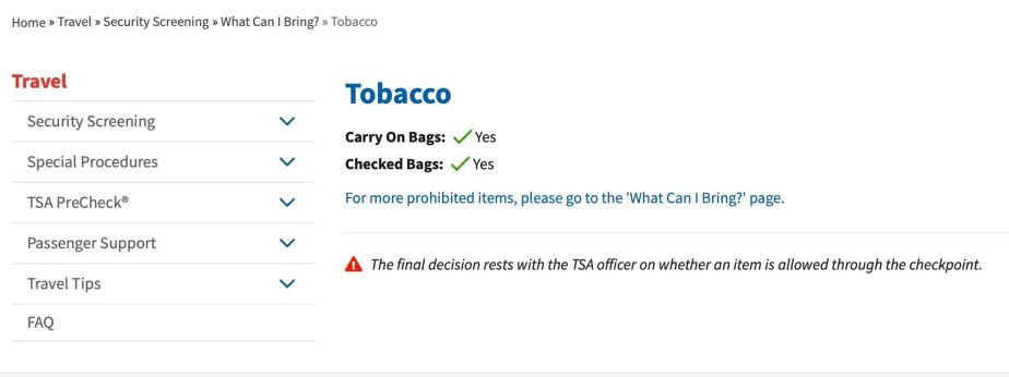 ¿Se puede llevar tabaco en un avión? 2024