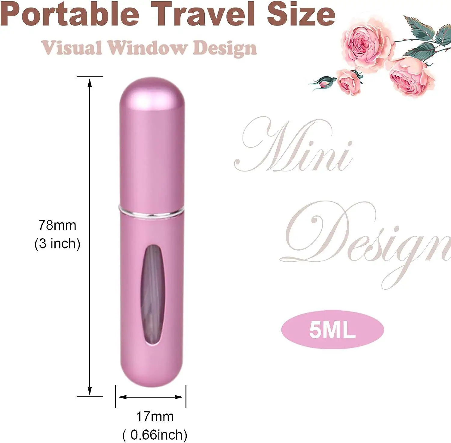 Envase atomizador recargable de mini perfume de viaje